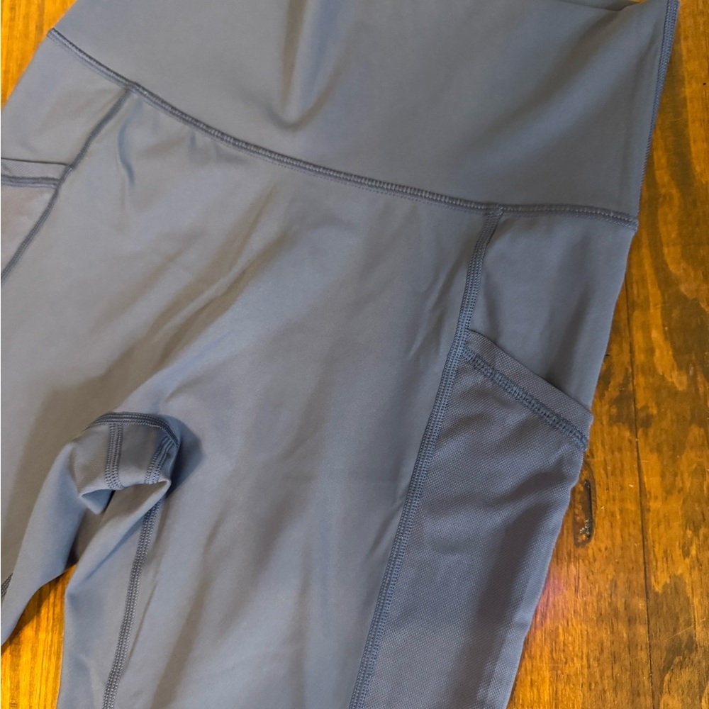 Aerie Offline Blue High-Waisted Leggings with Pockets - Raw Hem - L Large